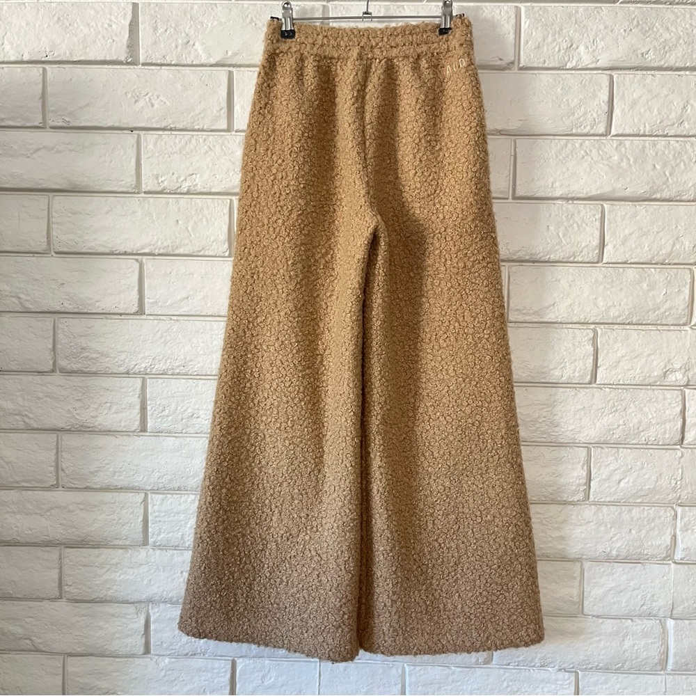 STAUD Women Rabbit Fleece Wide-Leg Track Pants High Rise Tan Size XS - Picture 5 of 6